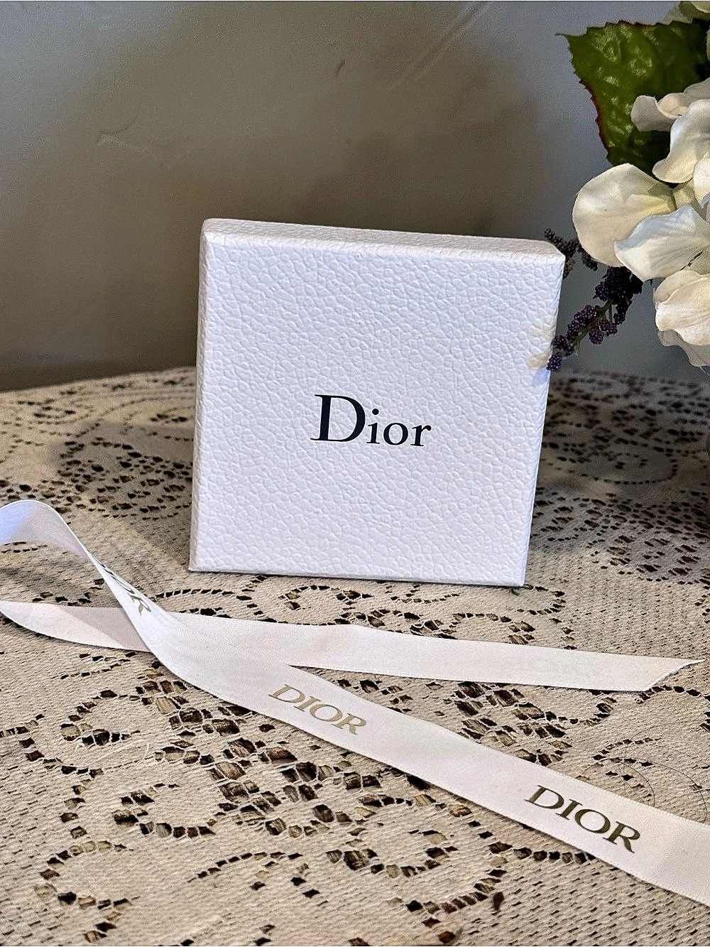 Dior Presentation Gift Box with Ribbon in White